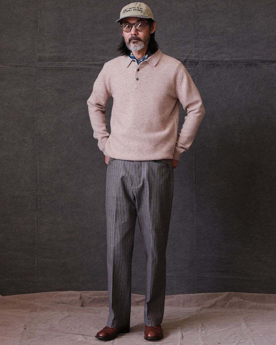 Pepper Salt Striped Fishtail Trousers