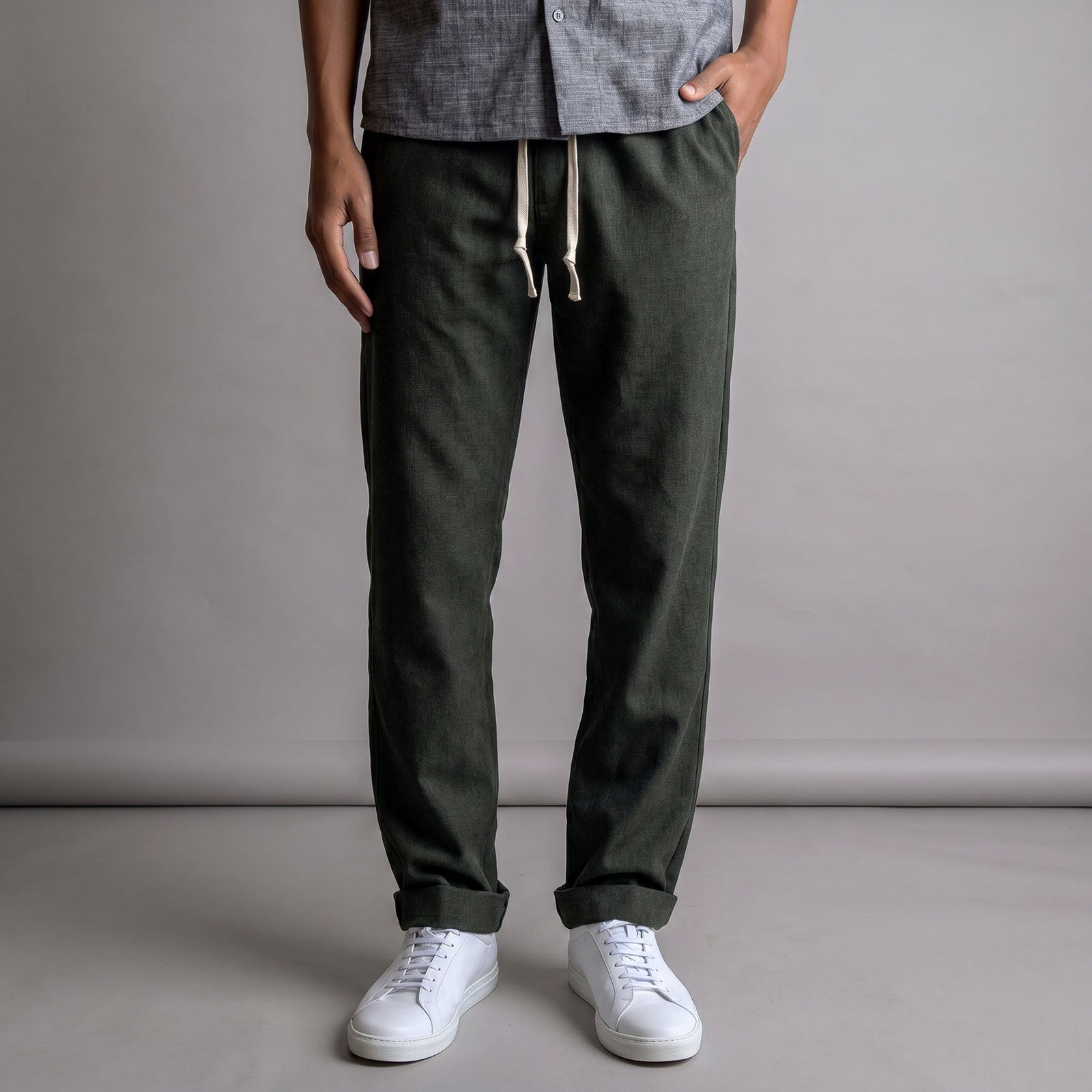 Laidback Pant Green Tropical Wool