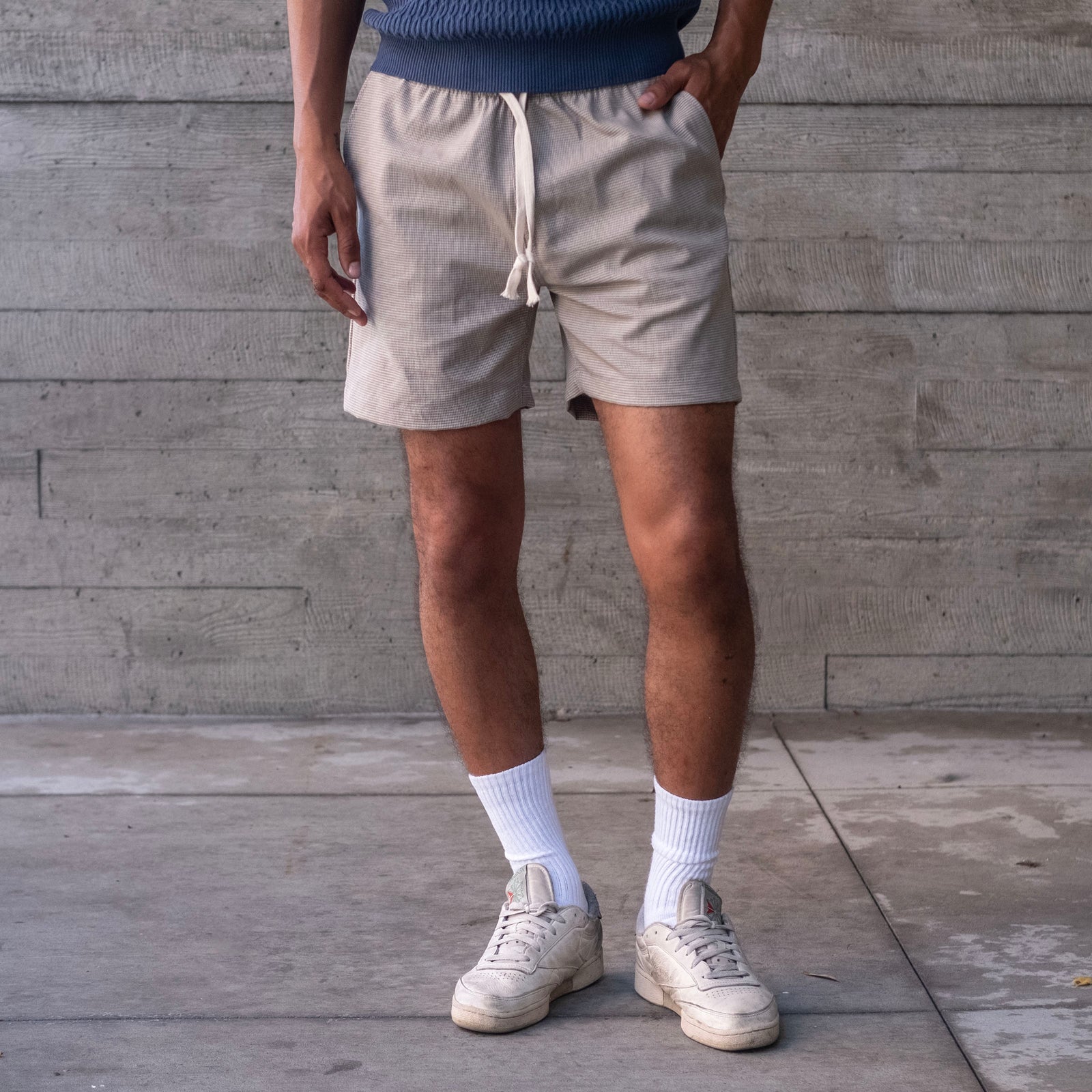 Laidback Short Wheat Microhoundstooth Tech Wool