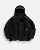 LAINES HOODED SHELL - BLACK WATER-REPELLENT BEESWAX COATED COTTON / NYLON