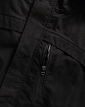 LAINES HOODED SHELL - BLACK WATER-REPELLENT BEESWAX COATED COTTON / NYLON