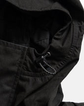 LAINES HOODED SHELL - BLACK WATER-REPELLENT BEESWAX COATED COTTON / NYLON