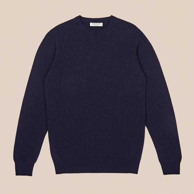 Superfine lambswool crew neck in navy