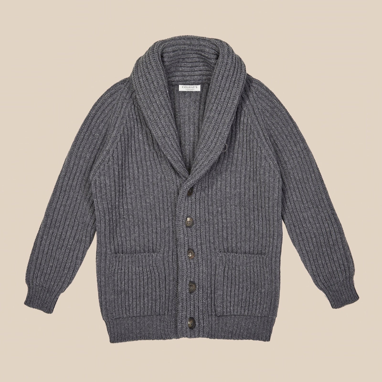 Superfine Lambswool Shawl Collar Cardigan In Grey M Lange