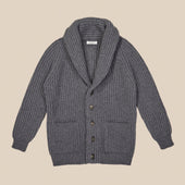 Superfine lambswool shawl collar cardigan in grey mélange