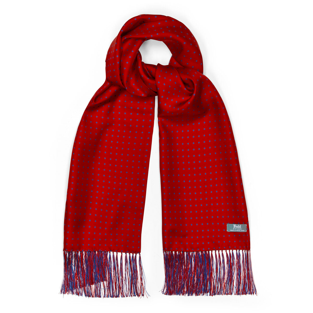 Large Polka Dot Silk Scarf In Red And Navy