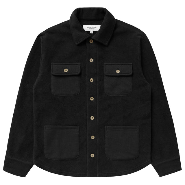 Reverse Fleece Overshirt Black - Unisex