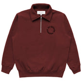 Half Zip Fleece Sweatshirt Burgundy - Unisex