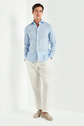 Light Garment Dyed Linen Shirt Made In Italy