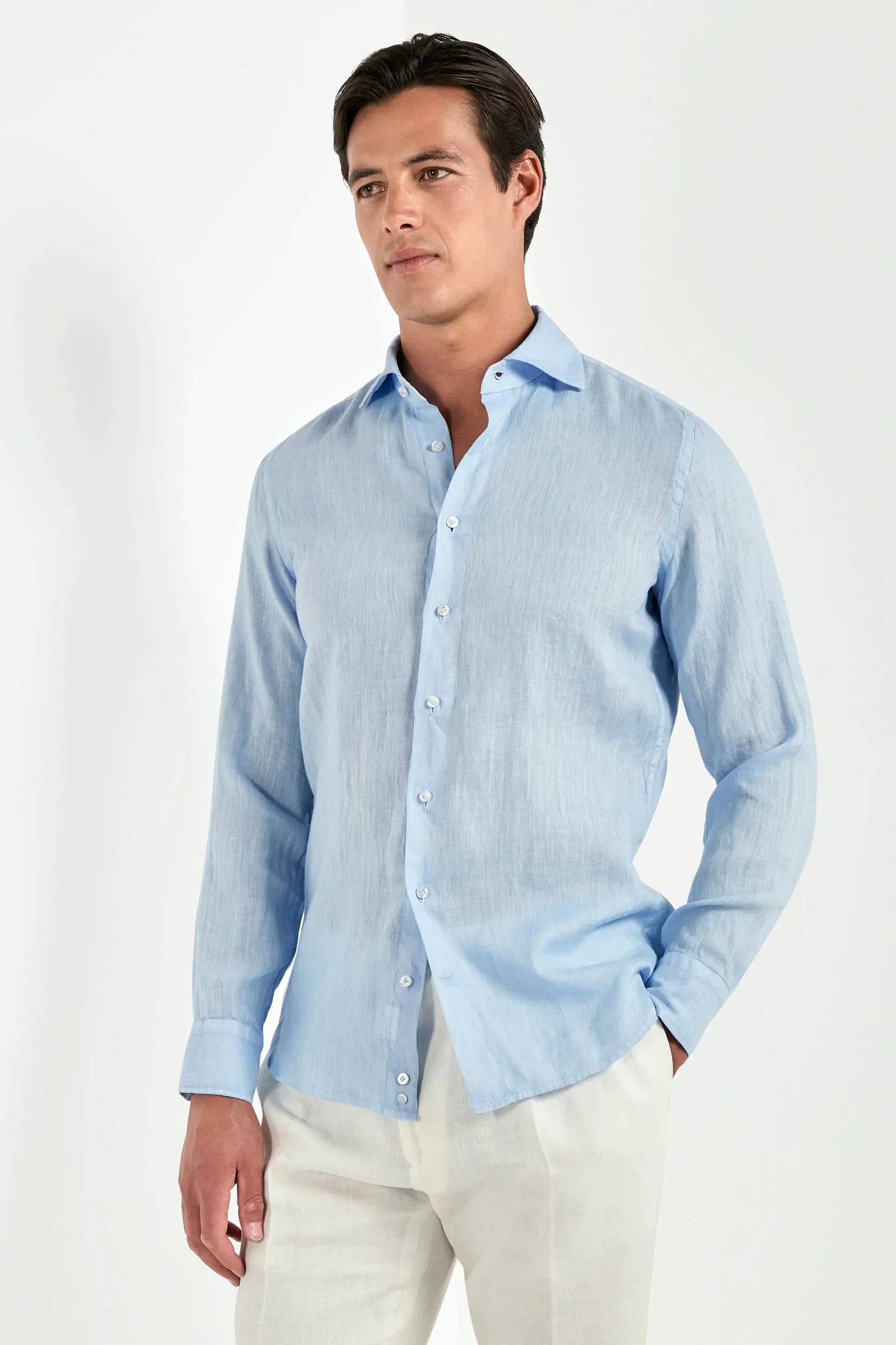 Light Garment Dyed Linen Shirt Made In Italy