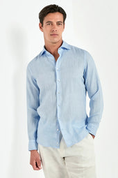 Light Garment Dyed Linen Shirt Made In Italy