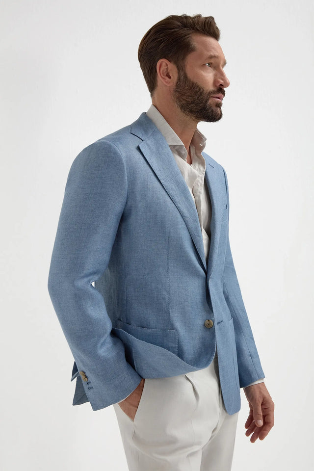 Light blue linen jacket - Made in Italy