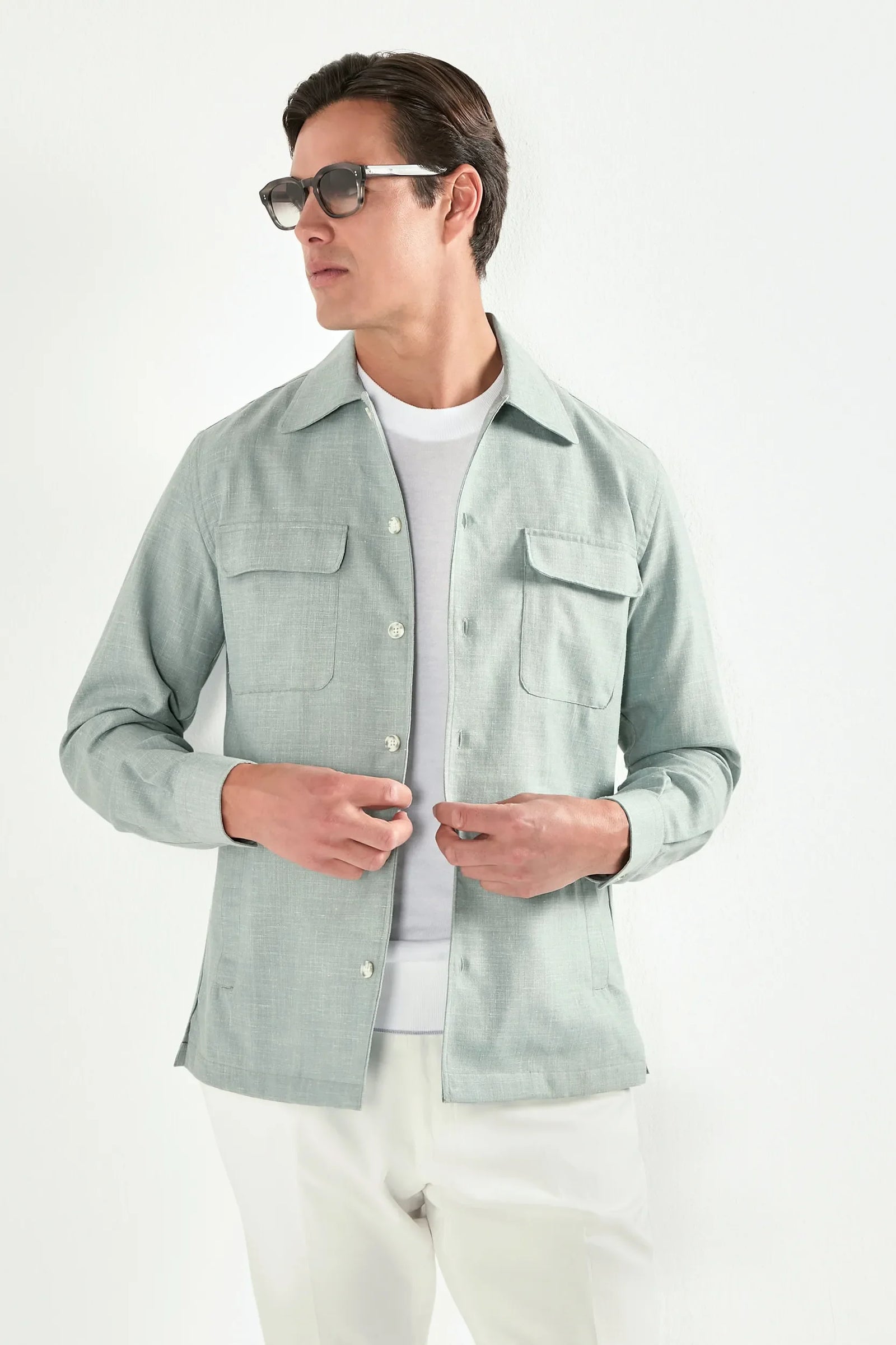 Light Green Overshirt Made In Italy