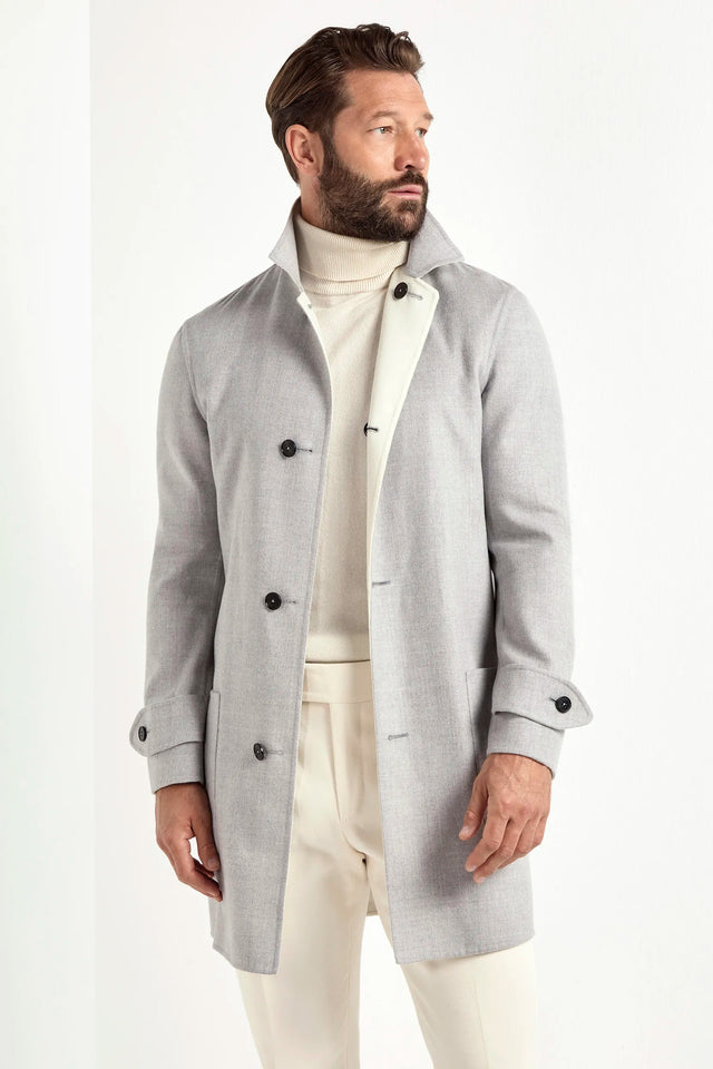 Light grey and white reversible coat - Made in Italy