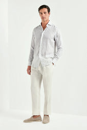 Striped Linen And Tencel Shirt Made In Italy