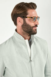 Light Linen And Cotton Bomber Made In Italy