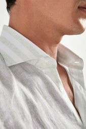 Light Striped Linen And Tencel Shirt Made In Italy