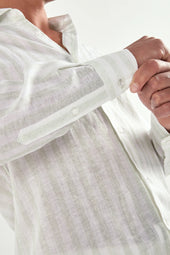 Light Striped Linen And Tencel Shirt Made In Italy