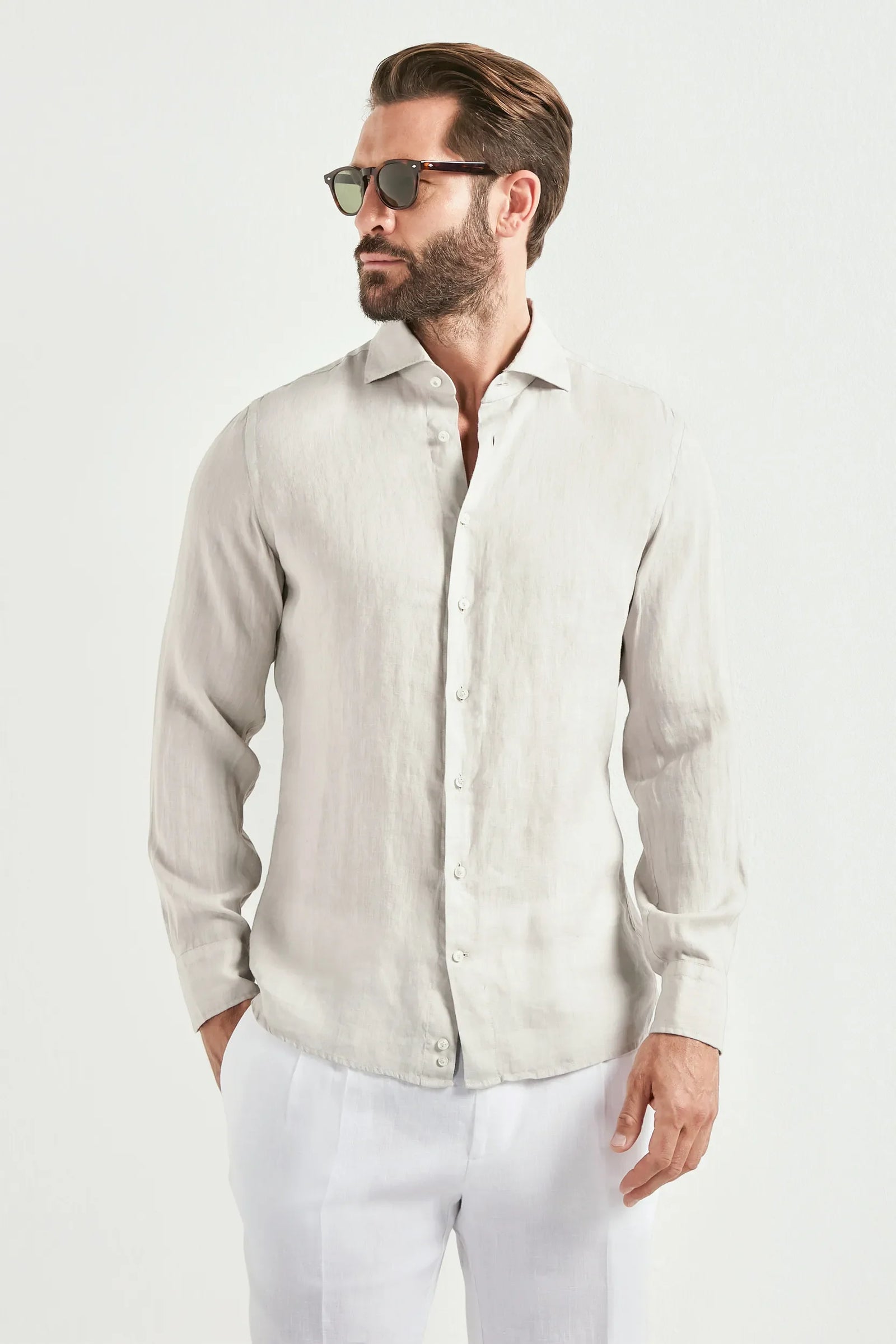 Garment Dyed Linen Shirt Made In Italy