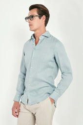 Light Garment Dyed Linen Shirt Made In Italy