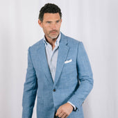 Notch Lapel Jacket In Light Wool Silk Linen Hopsack