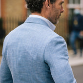Notch Lapel Jacket In Light Wool Silk Linen Hopsack