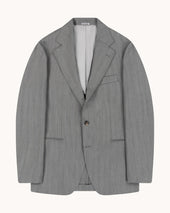 Sport Jacket - Light Grey Herringbone Wool