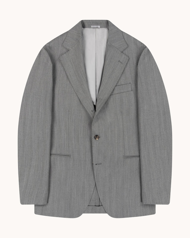 Sport Jacket - Light Grey Herringbone Wool
