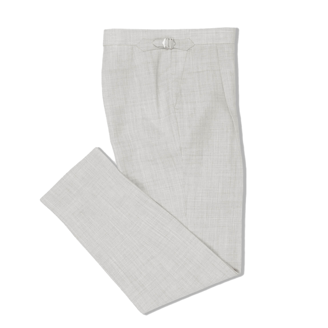 Pleat Front Trouser in Light Grey High Twist Wool