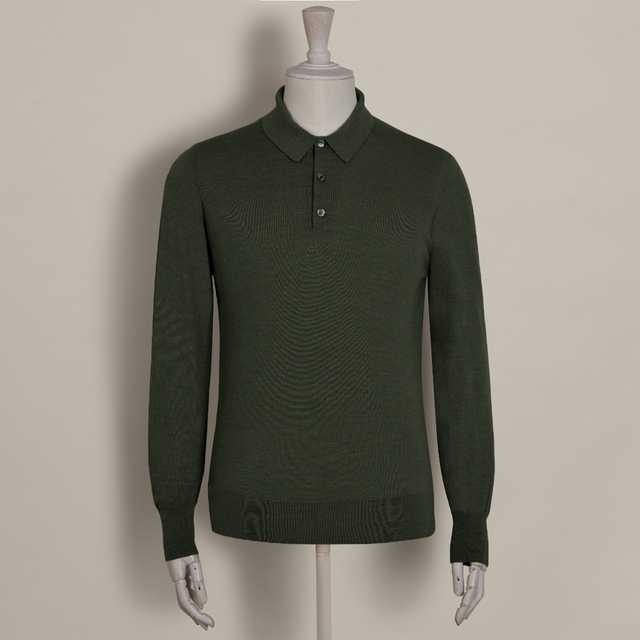 Lightweight Merino Polo Shirt In Dark Green