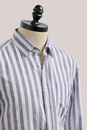 Holiday Shirt Cotton Linen White Bengal Stripe