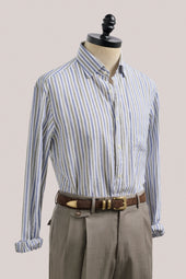 Holiday Shirt Cotton Linen And Olive Stripe