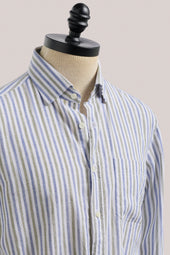 Holiday Shirt Cotton Linen And Olive Stripe