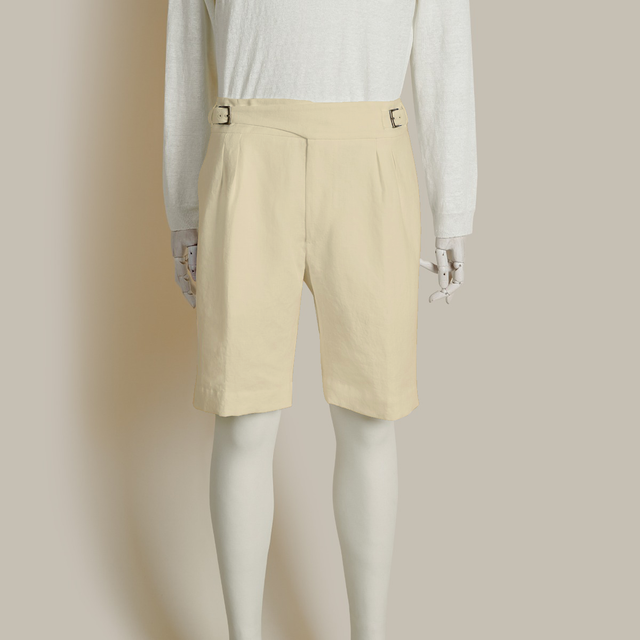 Irish Linen Gurkha Shorts In Buttercream
