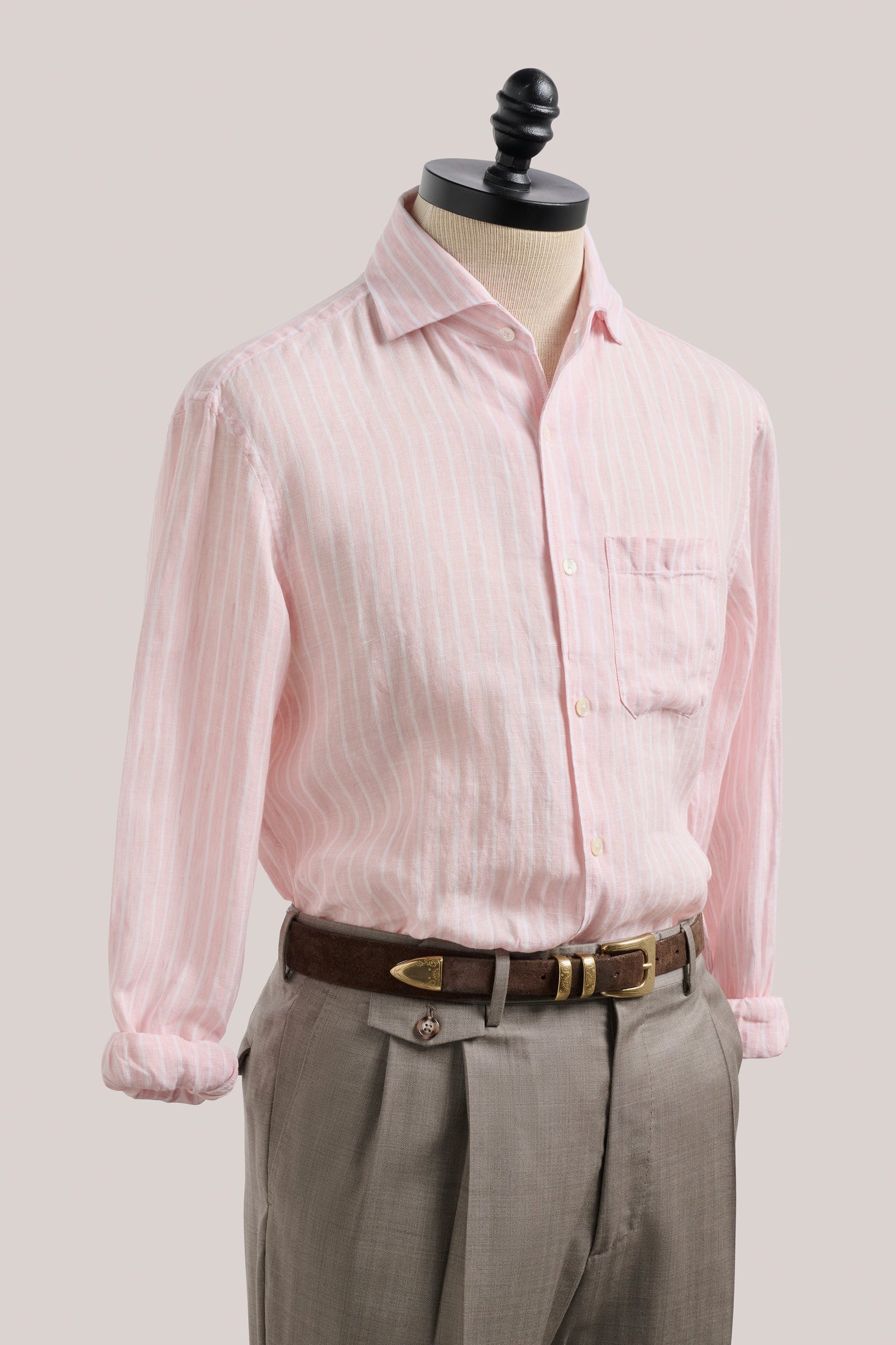 Holiday Shirt Linen Coral Stripe