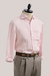 Holiday Shirt - Linen - Coral Stripe