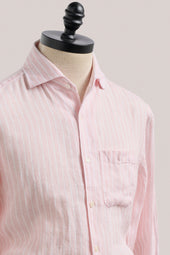 Holiday Shirt Linen Coral Stripe