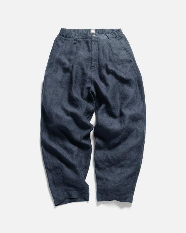 KELL PLEATED BIG PANT - NAVY LINEN TWILL