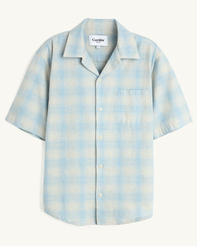 Linen Plaid SS - Light Blue