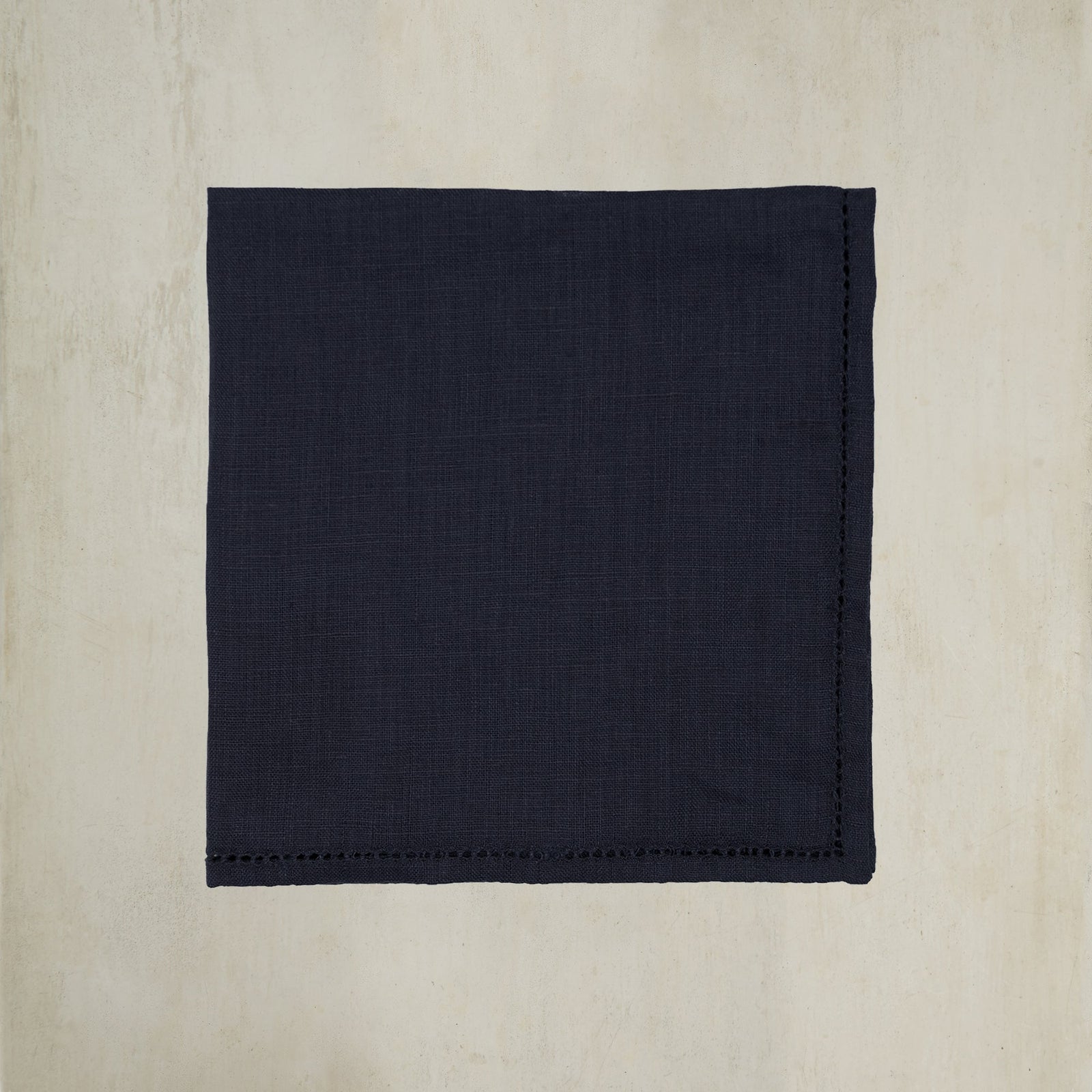 Linen Pocket Square With Drawn Thread Detail In