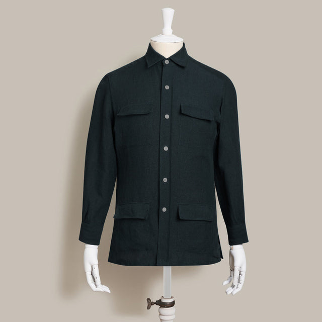Linen Safari Overshirt in Navy
