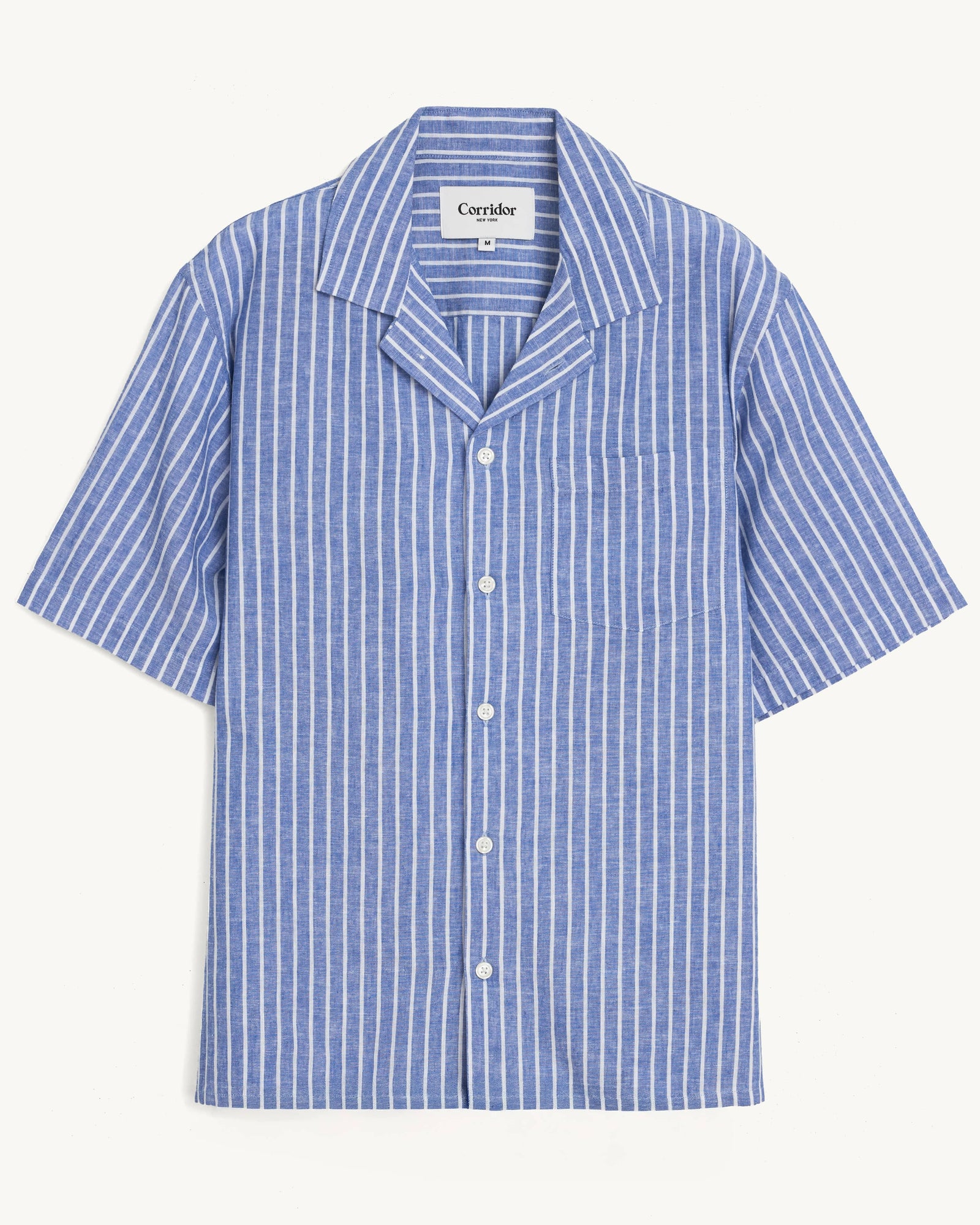 Linen Stripe SS - Blue