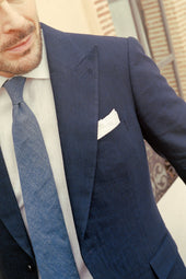 Summer Tie in Mid Blue Pure Linen