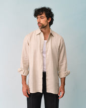 Beige Linen Loose Fit Shirt
