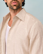 Beige Linen Loose Fit Shirt