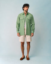 Green Linen Loose Fit Shirt