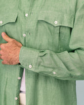 Green Linen Loose Fit Shirt