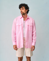 Pink Linen Loose Fit Shirt