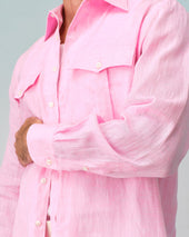 Pink Linen Loose Fit Shirt