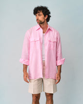 Pink Linen Loose Fit Shirt